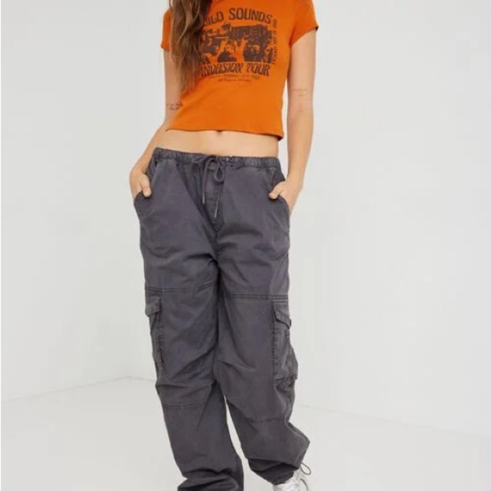 Garage Gray Cargo Pants with Drawstring Waist
